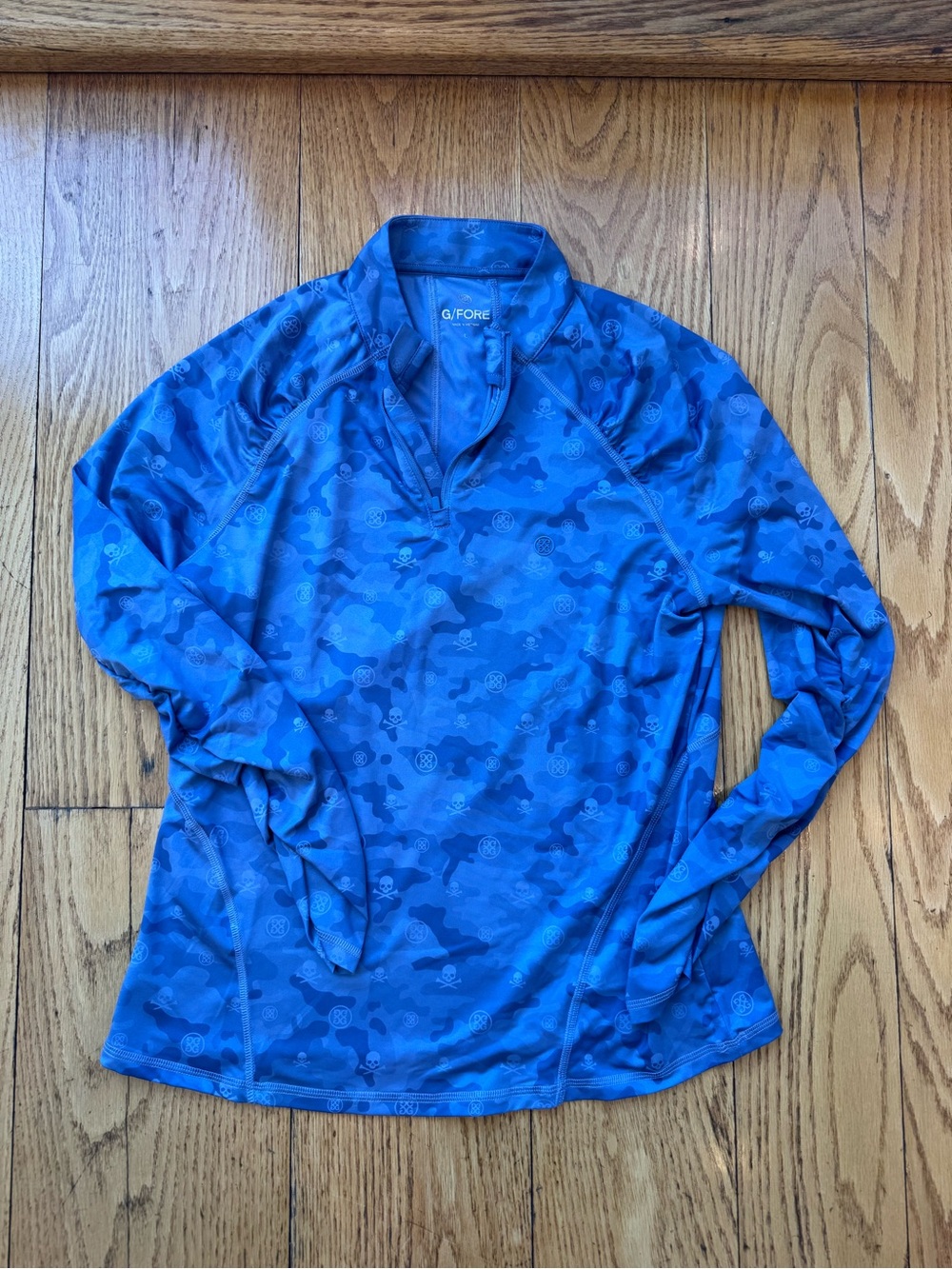 G/FORE Blue Camo Quarter-Zip Long Sleeve Performance Top